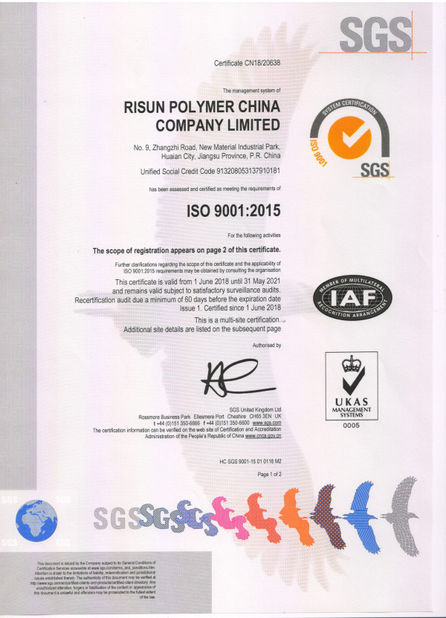 चीन Risun Polymer International  Co.,Ltd. प्रमाणपत्र
